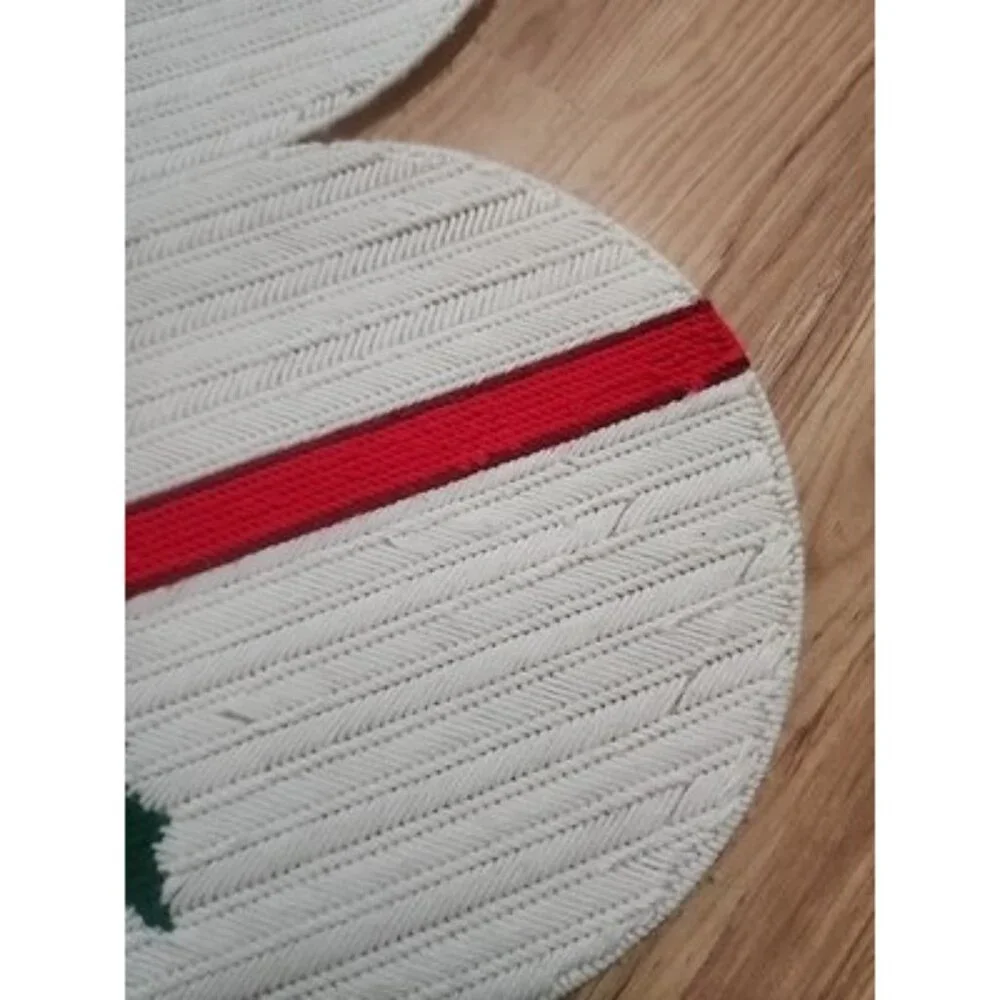 Vintage Christmas Handmade Holly Berry Bow Placemats Set of 2 Red Green White
